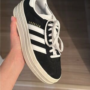 Adidas Gazelle Women's Black and White Platform Sneakers